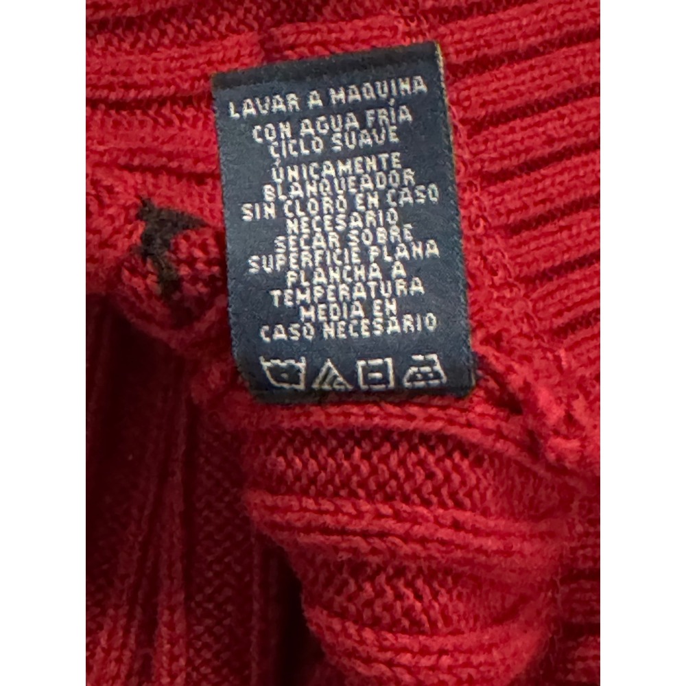 Vintage Polo Jeans Co Ralph Lauren Sweater Mens Large Red Ribbed Cotton Crewneck - Picture 9 of 11